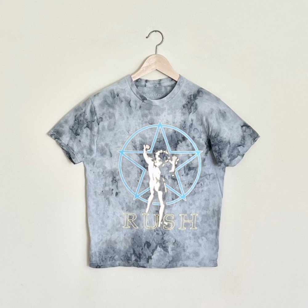 Rush Star Logo Tie Dye Gray Band T Shirt Women’s size Medium